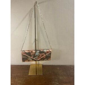 Aldo Womens Black Floral Beaded Clutch Evening Bag Chain Strap Acrylic Alloy​